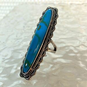 Faux turquoise, silver plated ring